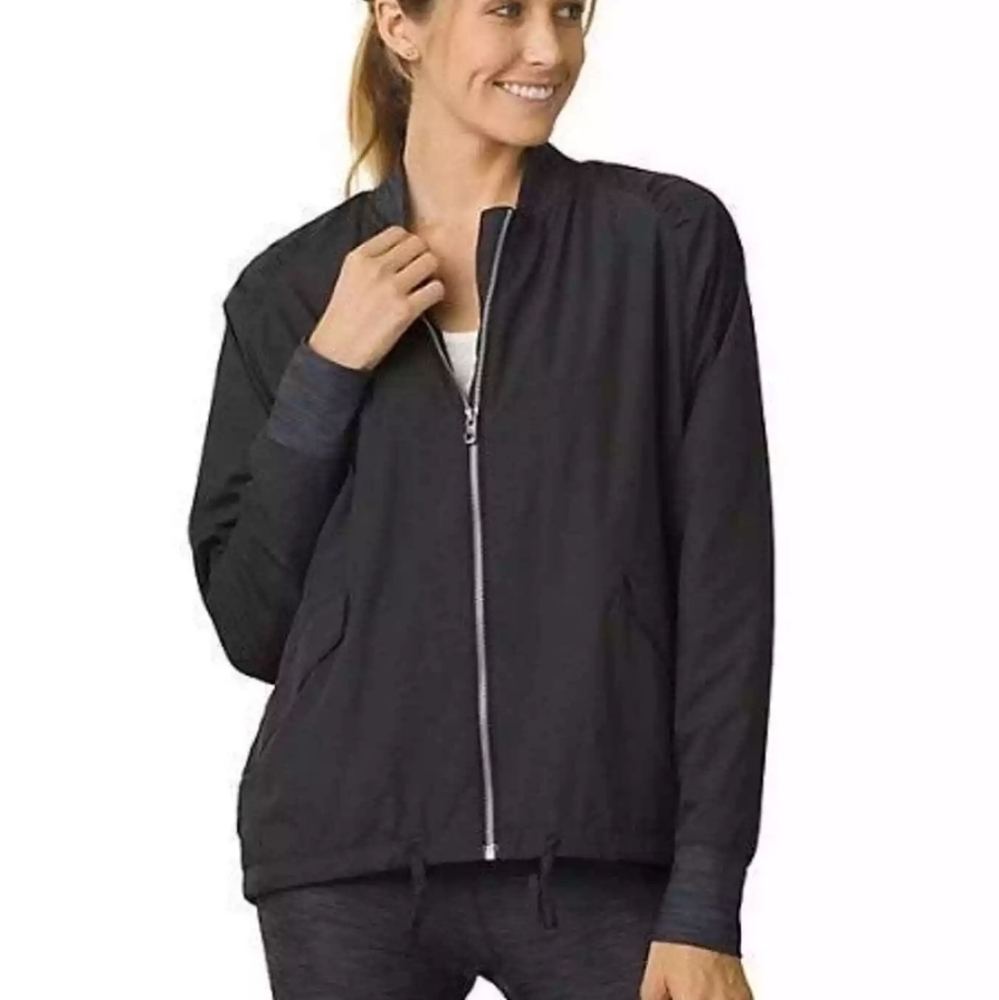Prana Center Bomber Style Jacket in Black Size Medium